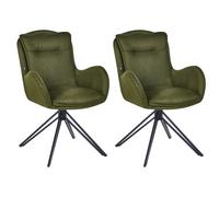 Set of 2 Dining Chairs Swivel AVELAR Dark Green