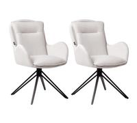 Beliani Set Of 2 Dining Chairs Swivel Avelar Fabric Light Beige
