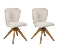 Beliani Set Of 2 Dining Chairs Swivel Coso Fabric Light Beige