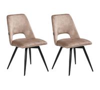 Beliani Set of 2 Dining Chairs Swivel HALLETT Velvet Beige, Cream