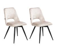 Set of 2 Dining Chairs Swivel HALLETT Velvet Light Beige
