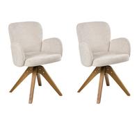 Set of 2 Dining Chairs Swivel JEAN Fabric Light Beige