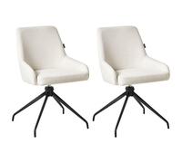 Beliani Set Of 2 Dining Chairs Swivel Jenner Fabric Off-White