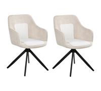 Set of 2 Dining Chairs Swivel LIKELY Fabric White