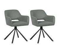 Beliani Set Of 2 Dining Chairs Swivel Loures Fabric Dark Green