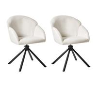 Beliani Set of 2 Dining Chairs Swivel MAYBEE Fabric Off-White, White