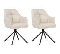 Beliani Set of 2 Dining Chairs Swivel MIRA Beige, Cream
