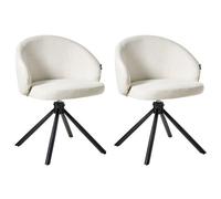 Beliani Set Of 2 Dining Chairs Swivel Ovalo Fabric Off-White