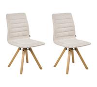 Beliani Set Of 2 Dining Chairs Swivel Rox Fabric Light Beige
