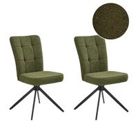 Beliani Set Of 2 Dining Chairs Swivel Ryan Boucle Green