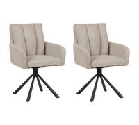 Beliani Set Of 2 Dining Chairs Swivel Sardoal Taupe