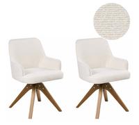 Set of 2 Dining Chairs Swivel SYLVANIA Boucle Off-White
