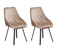 Beliani Set of 2 Dining Chairs Swivel TERLTON Velvet Beige, Cream