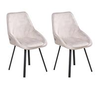 Set of 2 Dining Chairs Swivel TERLTON Velvet Light Beige