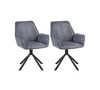 Beliani Set Of 2 Dining Chairs Swivel Warner Faux Suede Grey