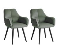 Beliani Set Of 2 Dining Chairs Tirano Faux Linen Green