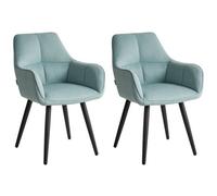 Beliani Set Of 2 Dining Chairs Tirano Faux Linen Light Blue
