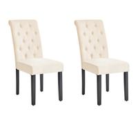 Set of 2 Fabric Dining Chairs Cream VELVA