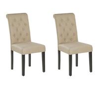 Beliani Set Of 2 Dining Chairs Velva Fabric Sand Beige