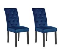 Beliani Set Of 2 Dining Chairs Velva Velvet Dark Blue