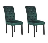 Beliani Set Of 2 Dining Chairs Velva Velvet Dark Green