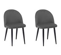 Beliani Set Of 2 Dining Chairs Visalia Velvet Grey