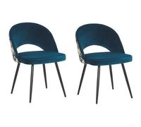 Beliani Set Of 2 Dining Chairs Vivian Velvet Sea Blue
