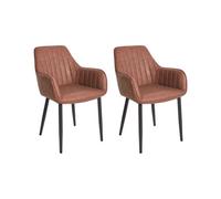 Beliani Set Of 2 Dining Chairs Wellston Faux Leather Brown, Brown