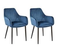 Set of 2 Dining Chairs WELLSTON Velvet Dark Blue