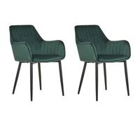 Set of 2 Velvet Dining Chairs Emerald Green WELLSTON