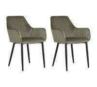 Set of 2 Dining Chairs WELLSTON Velvet Olive Green