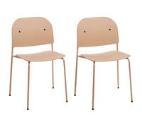 Beliani Set Of 2 Dining Chairs Windust Metal Beige