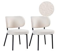 Beliani Set Of 2 Dining Chairs Wonder Boucle Off-White