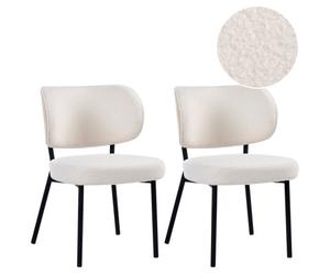 Beliani Set Of 2 Dining Chairs Wonder Boucle Off-White