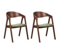 Beliani Set Of 2 Dining Chairs Yuba Wood Dark Green