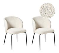 Beliani Set Of 2 Dining Chairs Zana Boucle Light Beige
