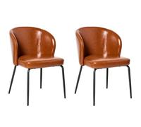 Beliani Set Of 2 Dining Chairs Zana Faux Leather Golden Brown