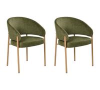 Beliani Set Of 2 Dining Chairs Zane Fabric Green