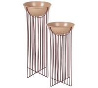 Beliani Set of 2 Elevated Plant Pots FICARIA Metal 22 cm Pink, Pink
