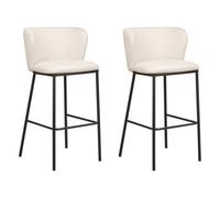 Beliani Set Of 2 Fabric Bar Chairs Off-White Mina