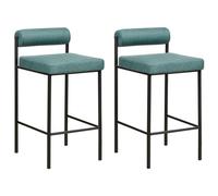 Beliani Set Of 2 Fabric Bar Chairs Teal Amaya