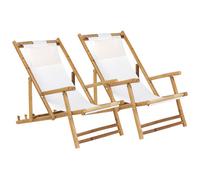 Beliani Set Of 2 Folding Deck Chairs Atrani Bamboo Light Beige