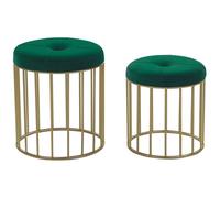 Set of 2 Footstools LUBBOCK Velvet Dark Green