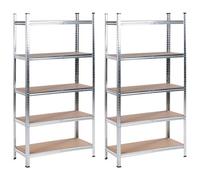 Beliani Set Of 2 Garage Shelves Xitta Metal 90 Cm 40 Cm Silver
