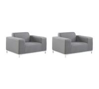 Beliani Set of 2 Garden Armchairs ROVIGO Fabric Grey, Grey