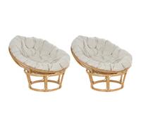 Beliani Set Of 2 Garden Armchairs With Cushions Salvo Rattan Natural
