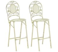 Beliani Set Of 2 Garden Bar Chairs Bivio Folding Metal Light Green