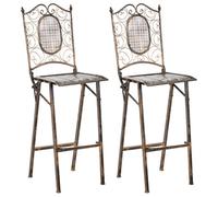 Set of 2 Garden Bar Chairs BORMIO Folding Metal Black
