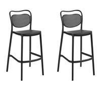 Beliani Set Of 2 Garden Bar Chairs Celleno Black