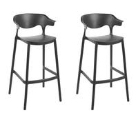 Beliani Set Of 2 Garden Bar Chairs Gubbio Black